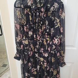 Walter Baker sheer long sleeve floral shirt dress size 4